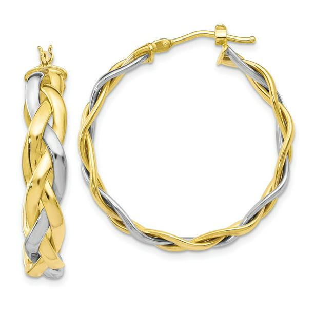 FB Jewels Leslie's 10K Yellow Gold Polished Hinged Hoop Earrings 